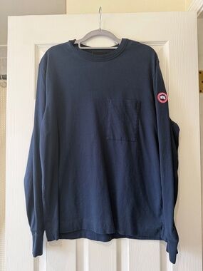 Canada Goose GLADSTONE LONG SLEEVE T-SHIRT in Atlantic Navy size small